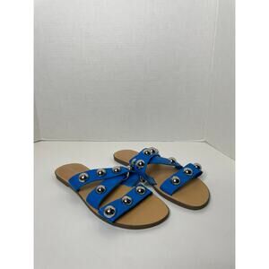 Marc Fisher Womens Blue Silver Strappy Studded Sandals Size 9
